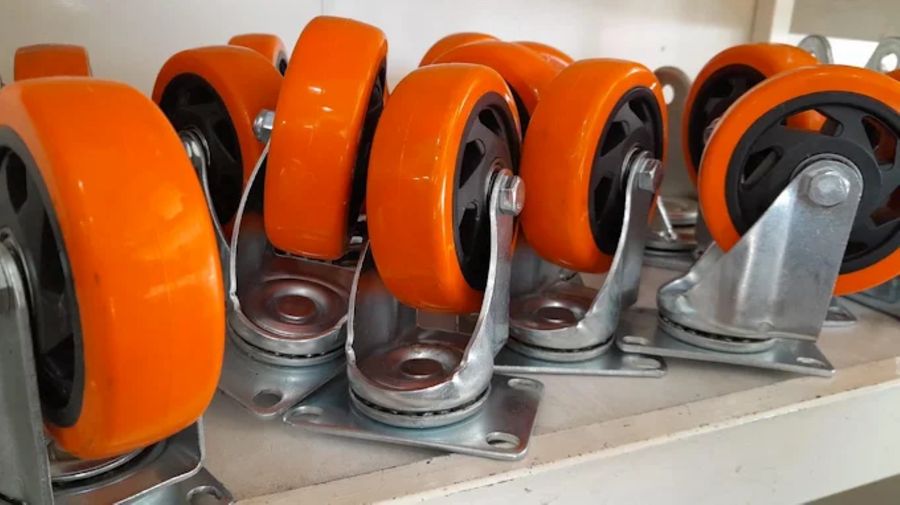 Ruedas de poliuretano naranja con rodillo
